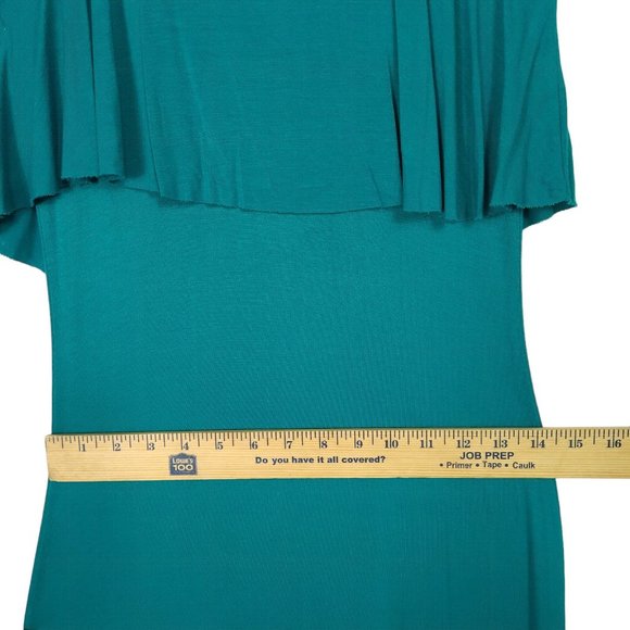 Solemio‎ Womens Maxi Sundress Size S Teal Blue Strappy A Line Deep V Back Ruffle - Picture 9 of 12